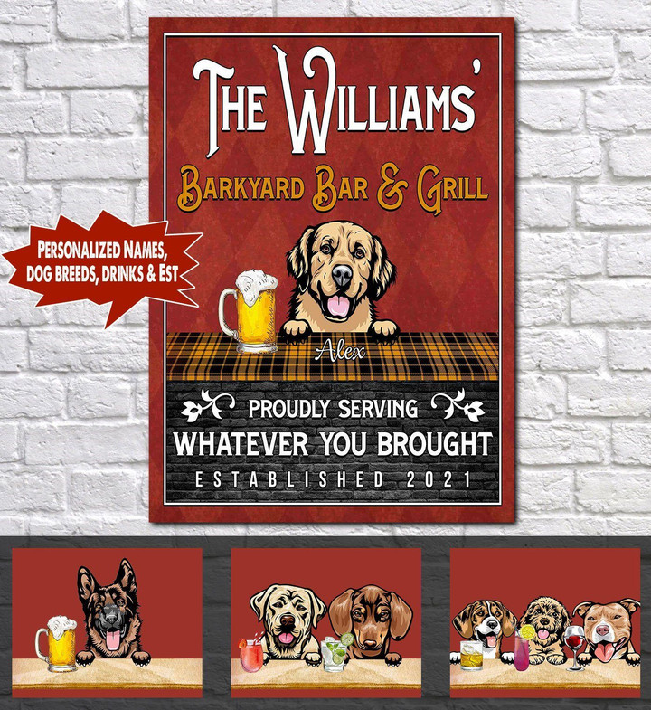 Personalized Custom Bar & Grill Dogs Poster PHT-26TP049 Poster Dreamship