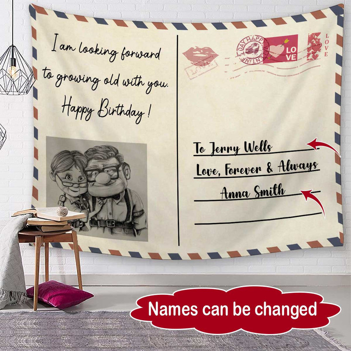 Personalized I'm Looking Forward To Growing Old With You Fleece Blanket Dreamship