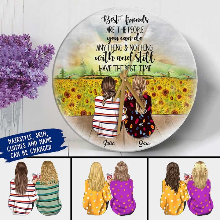 Personalized Best Friend WITH AND STILL HAVE THE BEST TIME Wooden Clock Human Custom Store