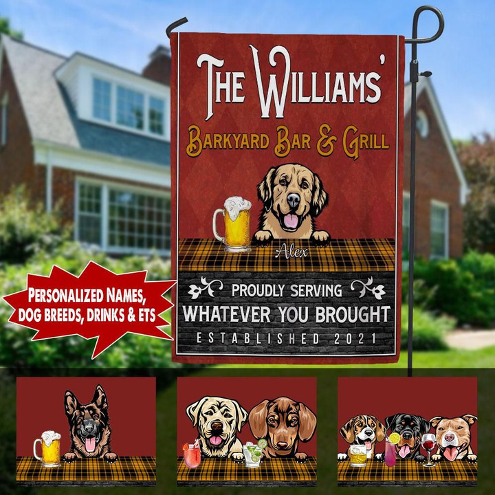Personalized Custom Bar & Grill Dogs Flag PHT-FTP051 Flag Dreamship