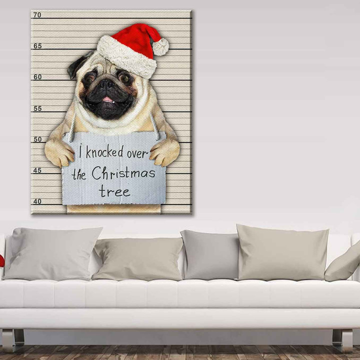 Pug knocked over christmas tree Canvas 3 Size Template NVL-15DD02 Dreamship 8x12in