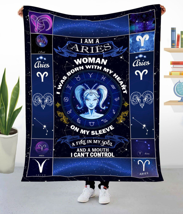 Gift To Woman Aries - Zodiac Sign Fleece Blanket tdh hqt-21dt008 Dreamship