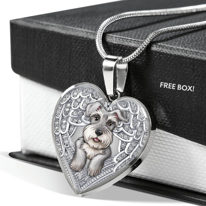 SCHNAUZER Heart Necklace PM-18DT003 Jewelry ShineOn Fulfillment Luxury Necklace (Silver) No