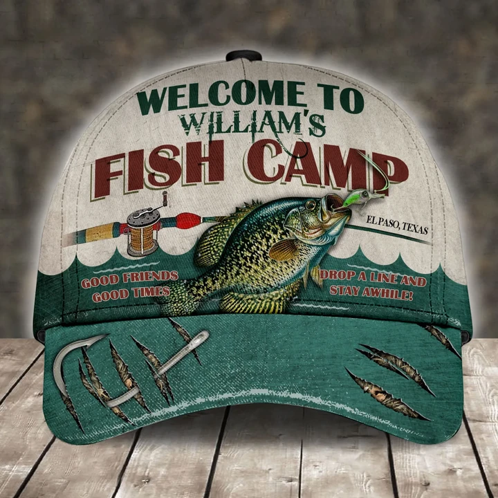 CRAPPIE FISH CAMP PERSONALIZED CAP