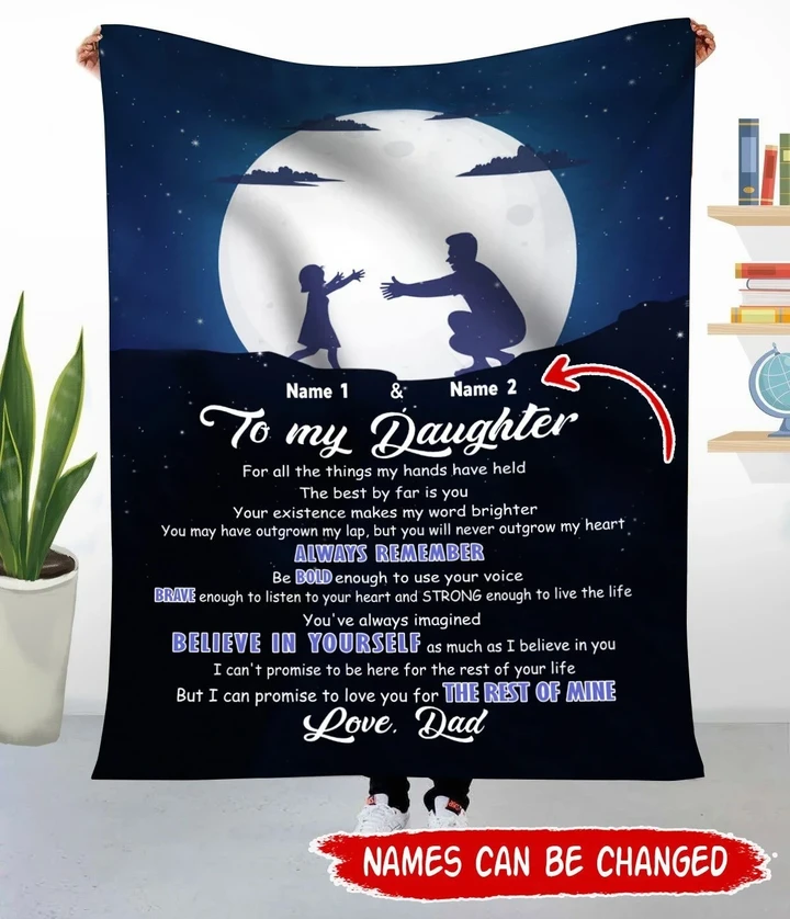 Gift To Daughter - Customize Name Fleece Blanket tdh hqt-21mq006 Dreamship