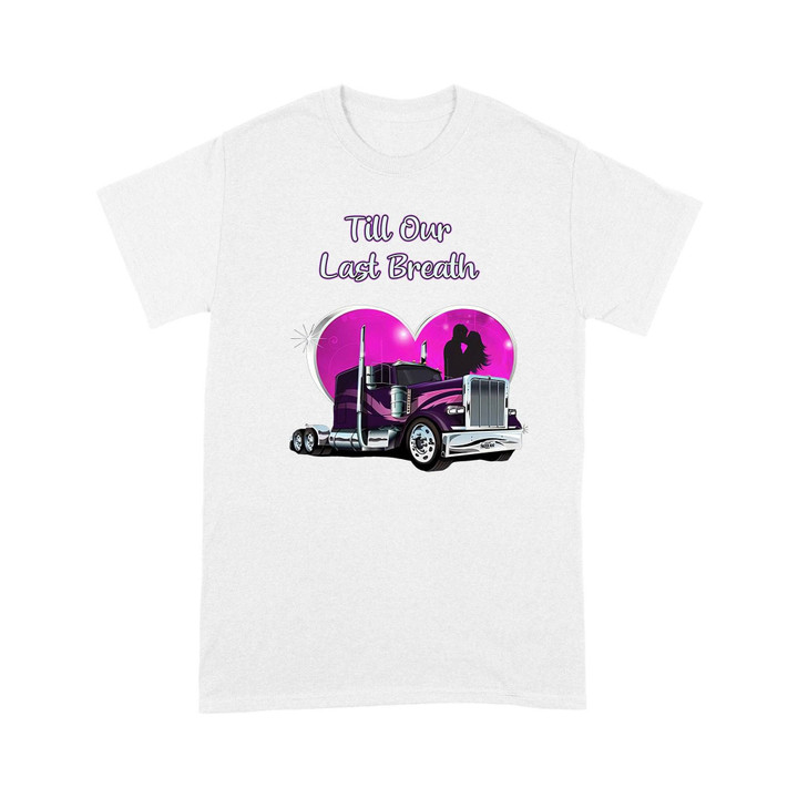 Personalized From Our First Kiss Till Our Last Breath Trucker Couple T-shirt Dreamship S White