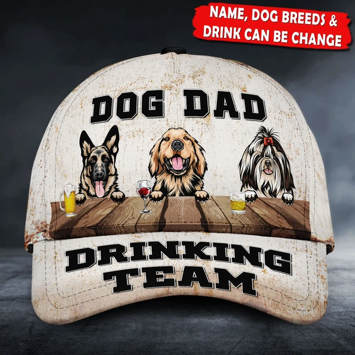 Personalized Dog Dad Drinking team Classic Caps