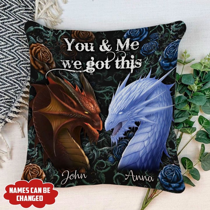 PERSONALIZED COUPLE DRAGON ROSE Canvas Pillow NTP-20TP0010