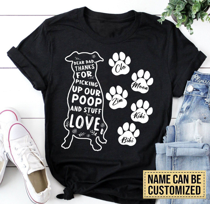 Personalized Dear Dad Thanks For Picking Up My Poop Pitbull Dog Tshirt Dreamship