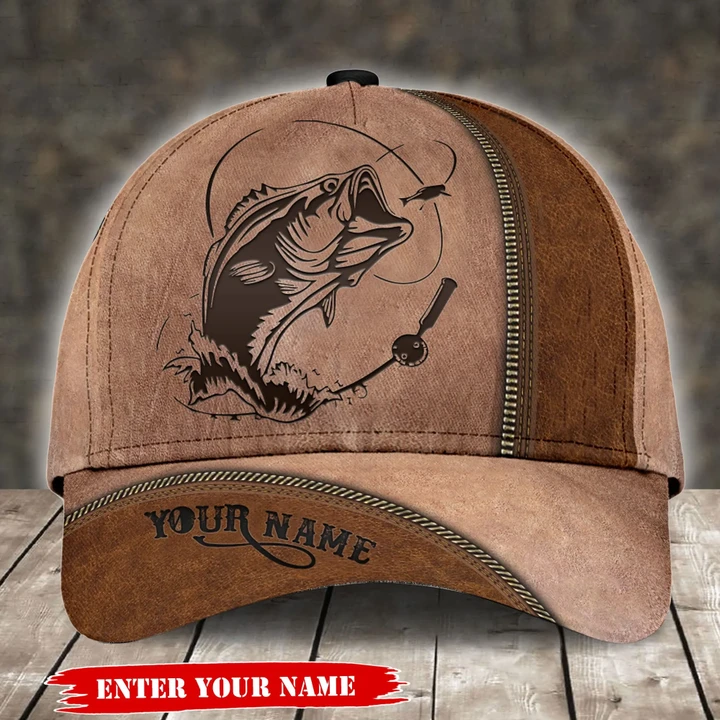 FISHING LEATHER PERSONALIZED CAP