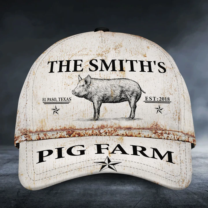 Custom Name, Address, Est Pig Farm Classic Caps