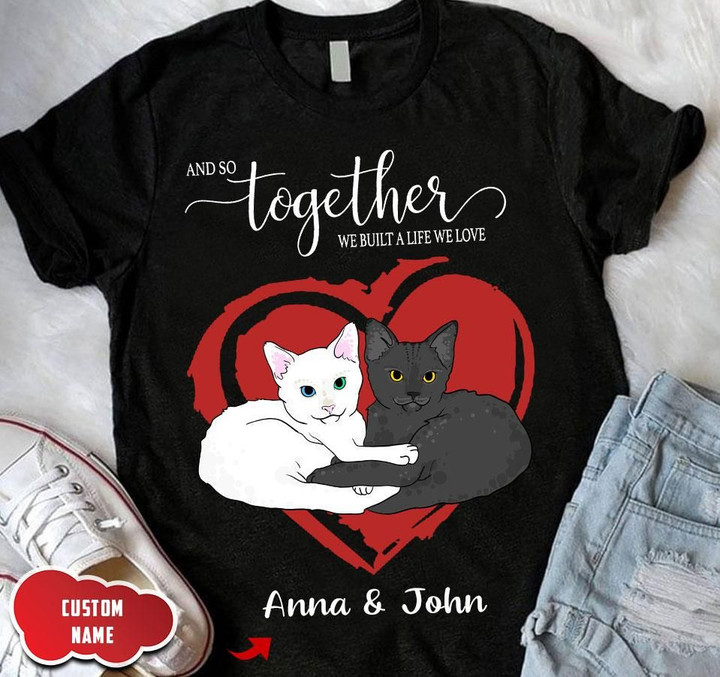 BLACK AND WHITE CAT COUPLE TOGETHER LOVE Standard T-shirt NTP Dreamship