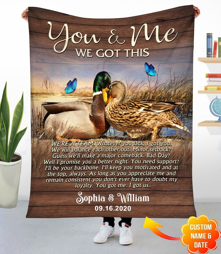 Personalized You And Me We Got This Duck Fleece Blanket Dreamship
