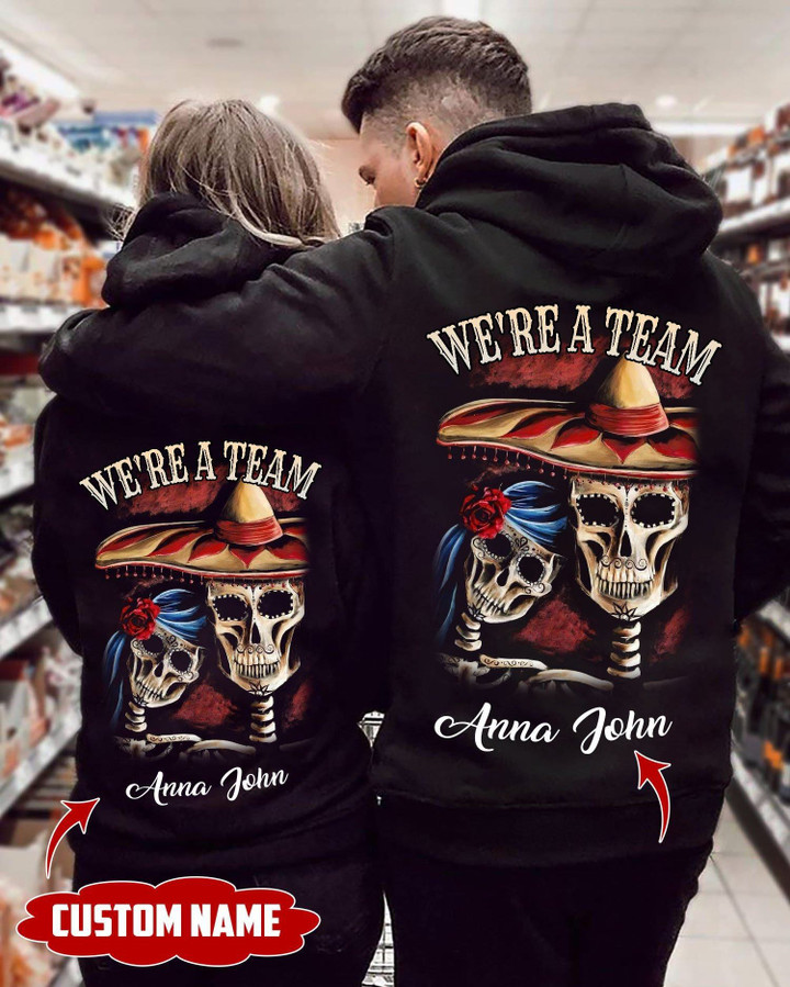 Personalized Till Our Last Breath Skull Couple Hoodie NVL-2d-couple-skull22 Dreamship