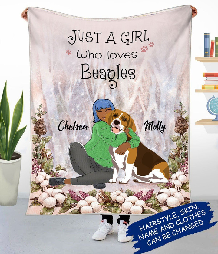 PERSONALIZED BEAGLE AND GIRL Fleece Blanket Dreamship