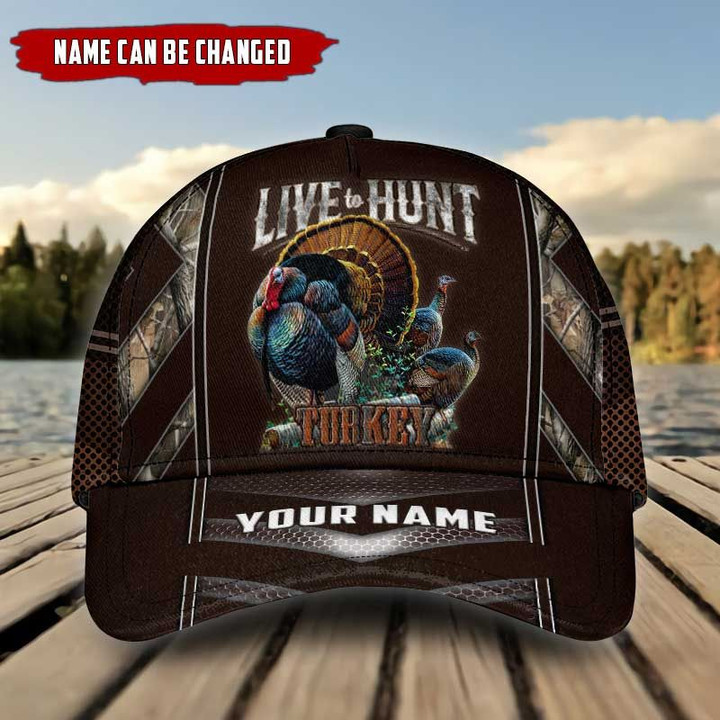 LIVE TO HUNT TURKEY HUNTING CAMO PERSONALIZED CAP