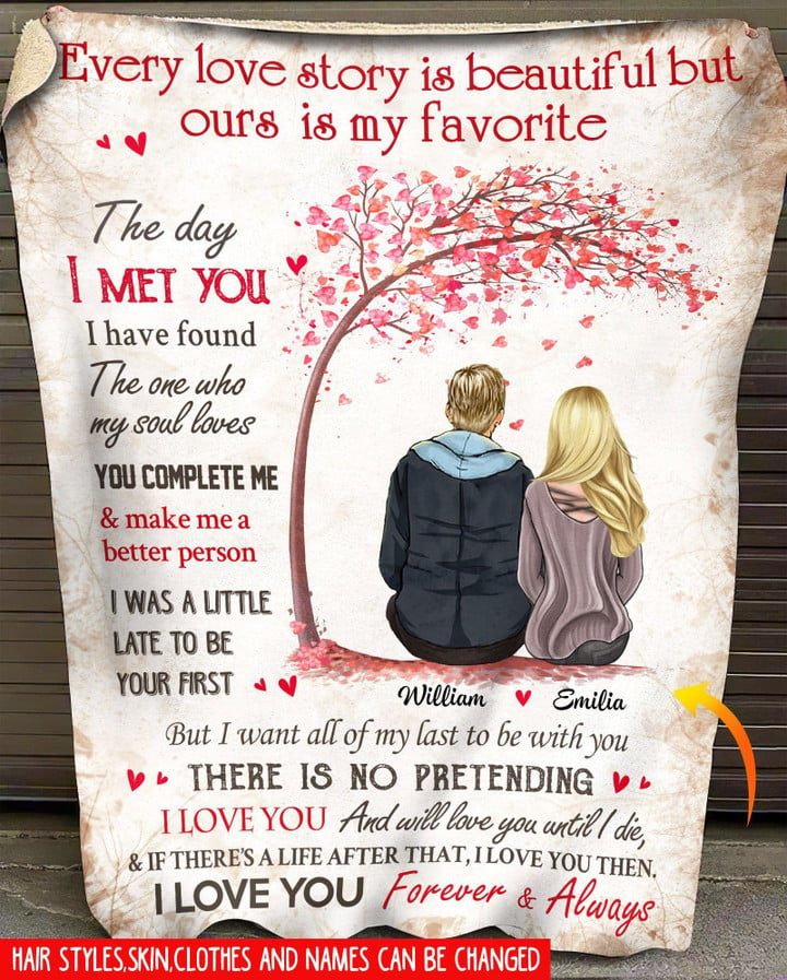 Personalized Everyone Love Story Is Beautiful But Ours Is My Favorite Couple Sherpa Blanket Dreamship