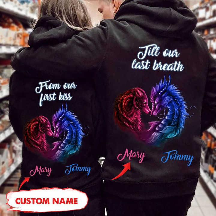 Pesonalized Till Our Last Breath Wolf and Dragon Hoodie tdh | hqt-132 Hoodies Dreamship