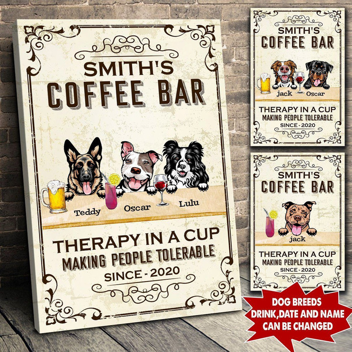 Personalized Coffee Bar Dogs Canvas NVL-15CT03 Dreamship