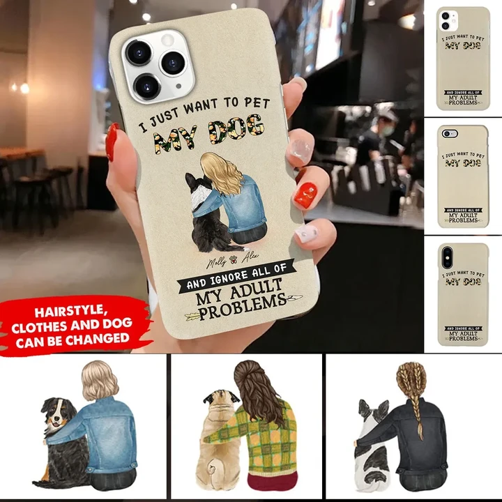 PERSONALIZED DOG AND GIRL I Just Want To Pet My Dog Phonecase DHL-24TT008