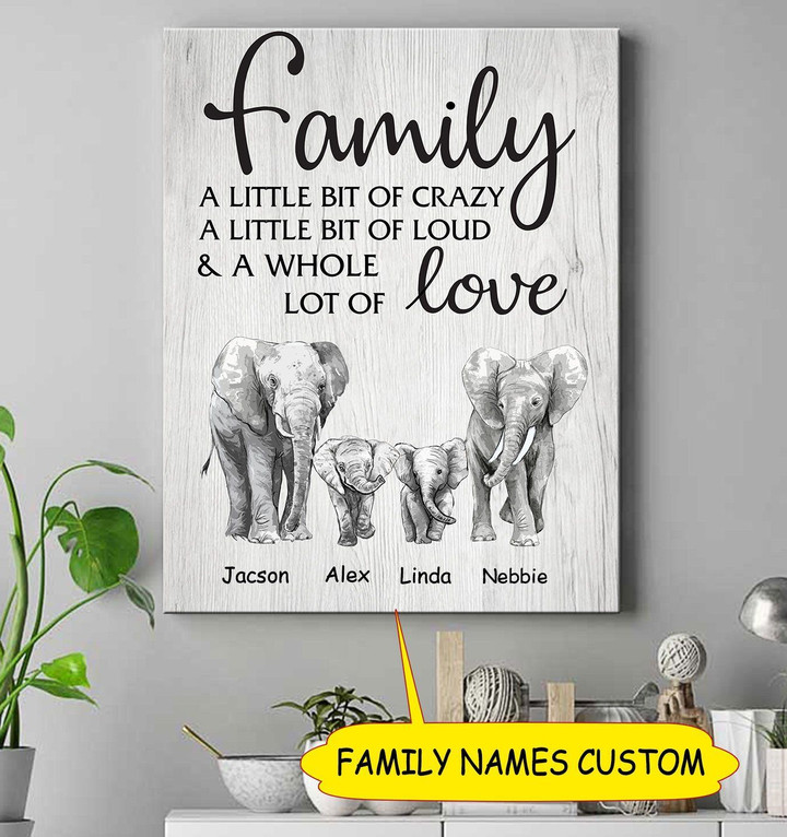 Personalized Family A Little Bit Of Carazy Elephant Canvas Dreamship