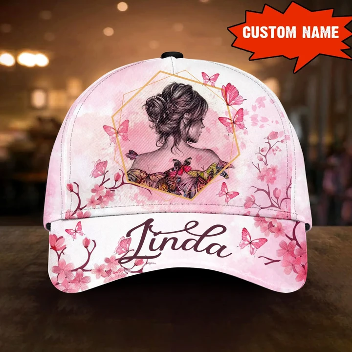 Personalized Name Butterfly Girl Cap tdh | hqt-30nq015