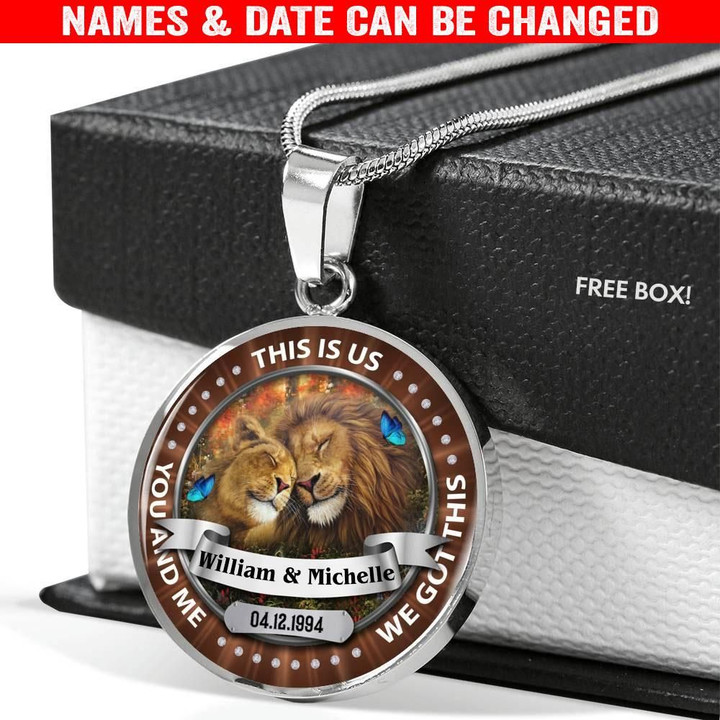 Personalized You And Me We Got This Custom Names & Date Lion Necklace Jewelry ShineOn Fulfillment