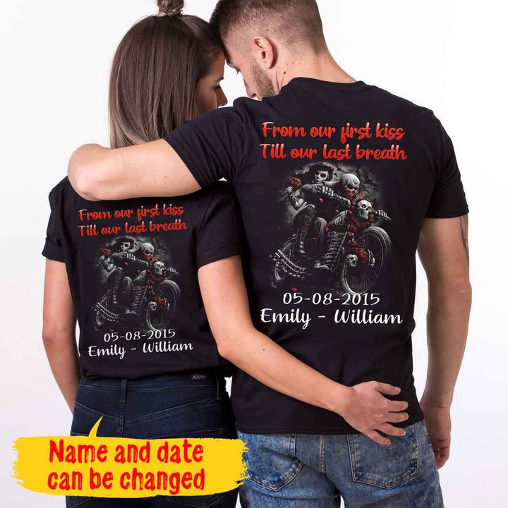 Personalized Till Our Last Breath Skull Couple Tshirt NVL-16DD027 Apparel Dreamship