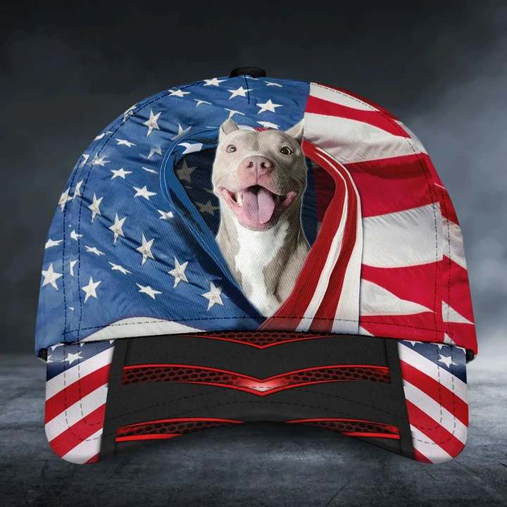American Flag Pitbull Dog Cap HTT-30XT009