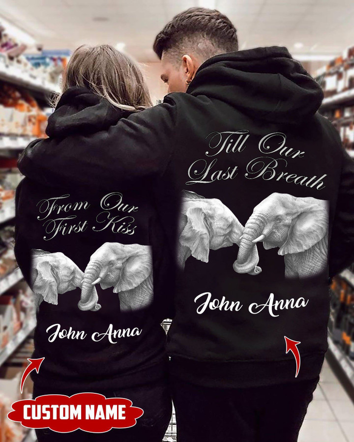 Personalized Till Our Last Breath Elephats Couple Hoodie NVL-2d-couple-elephants Dreamship