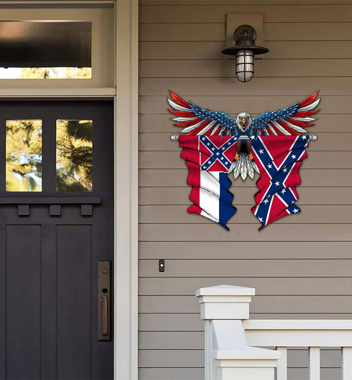 Mississippi With Confederate Flag Eagle Flag Cut Metal Sign HQT01JUN49SH024
