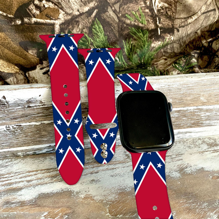 Confederate Flag Print Silicone Band For Apple Watch HQT04JUN21XT1