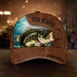 BASS FISH REAPER LEATHER PERSONALIZED CAP