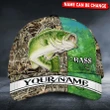 Personalized Name Camo BASS fishing Classic Caps