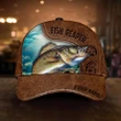 WALLEYE FISH REAPER LEATHER PERSONALIZED CAP