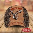 BITE ME FISHING HOOK CAMO LEATHER PERSONALIZED CAP