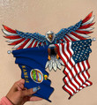 Kansas Flag Eagle Cut Metal Sign hqt-49xt031