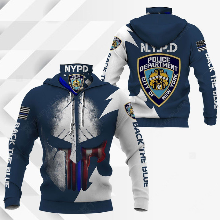New York City Police Department NYPD New York NY Hoodie With Neck Gaiter | 3D Full Printing Hoodie Mask