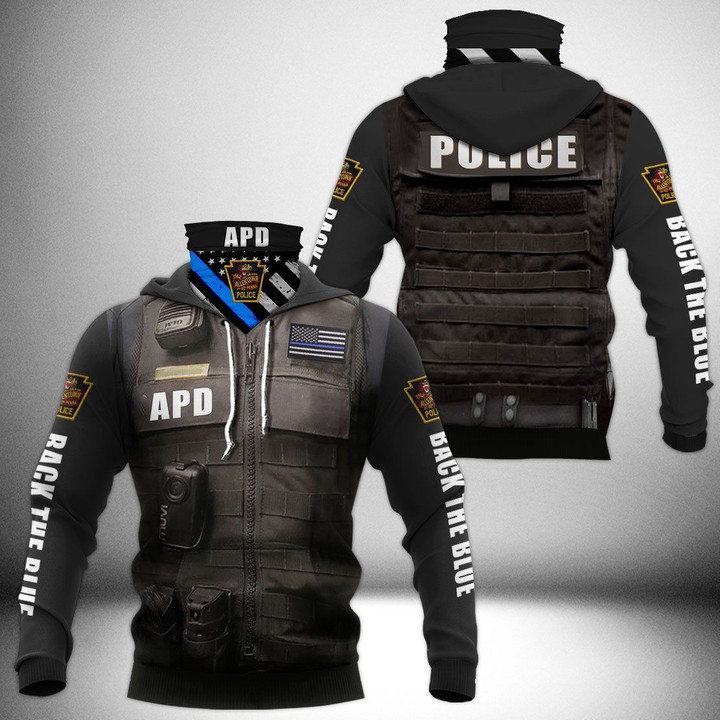 Allentown Police Department APD Pennsylvania PA State Hoodie With Neck Gaiter | 3D Full Printing Hoodie Mask