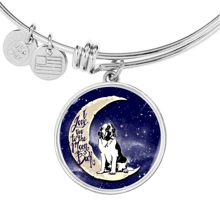 CUSTOMIZE YOUR TEXT ST BERNARD I LOVE YOU TO THE MOON AND BACK LUXURY BANGLE