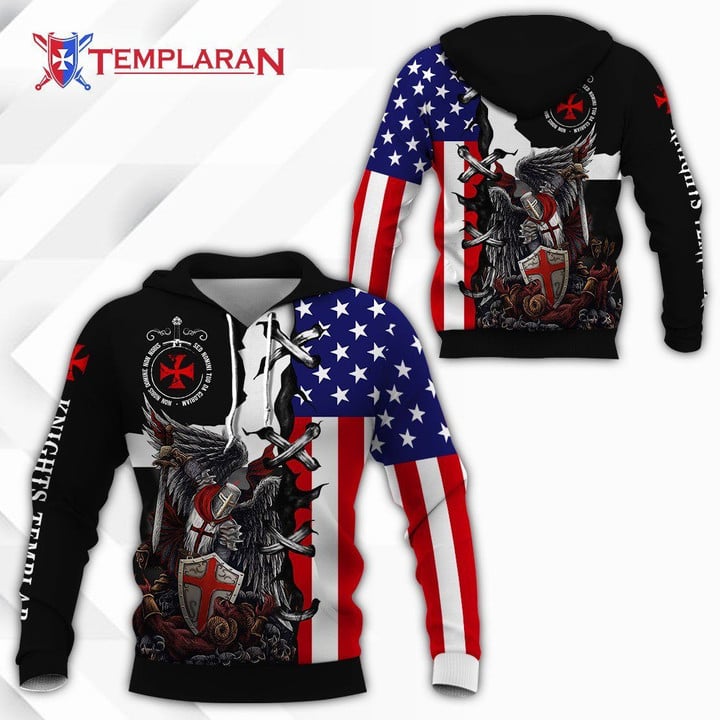 Knights Templar - American Flag 3D Full Printing