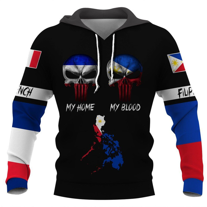 French my home philipino my blood hoodie 3D Full Printing