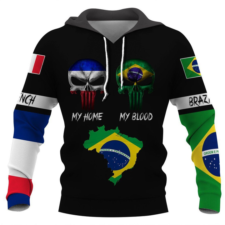 French my home brazilian my blood hoodie 3D Full Printing