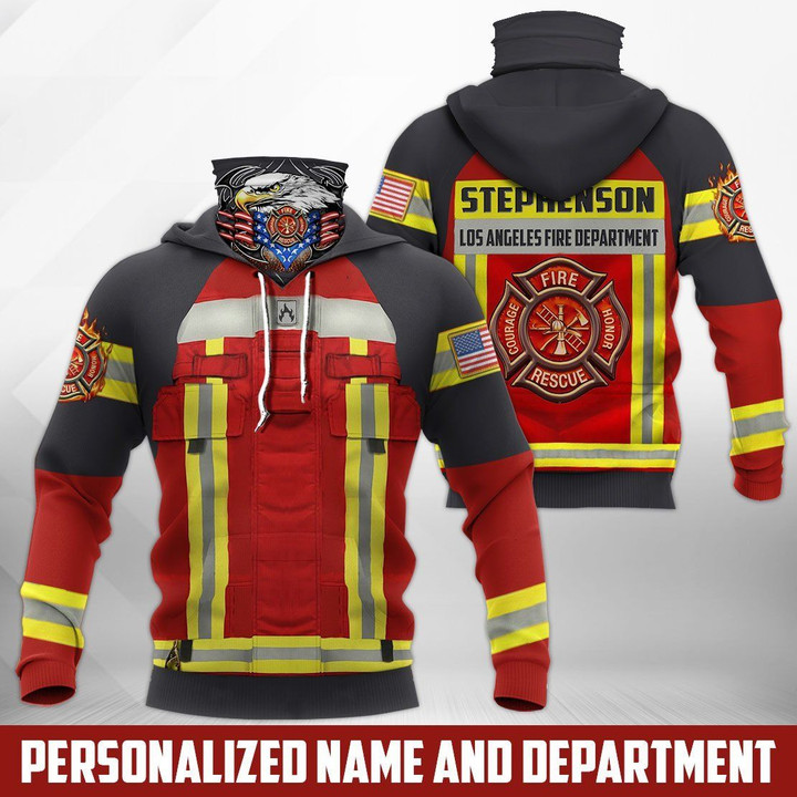 Personalized Name and Department Firefighter 3D Full Printing Hoodie and Zip Hoodie