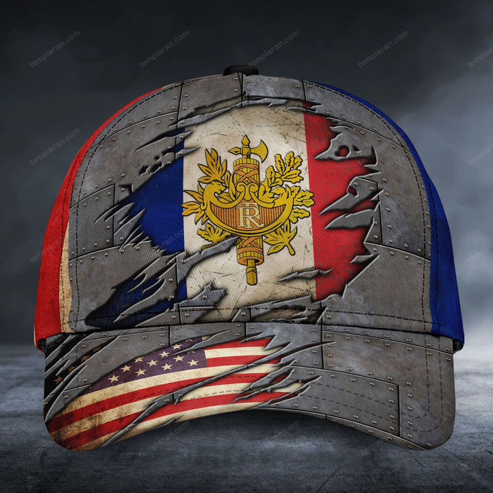 France with American flag Classic Cap