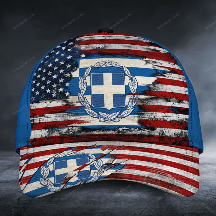 Greece with american flag classic caps