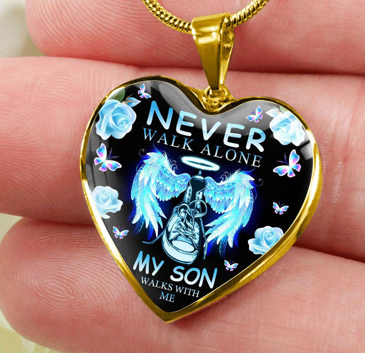 Never walk alone, My son walks with me Heart necklace ntk-18tq012 Son walks with ShineOn Fulfillment
