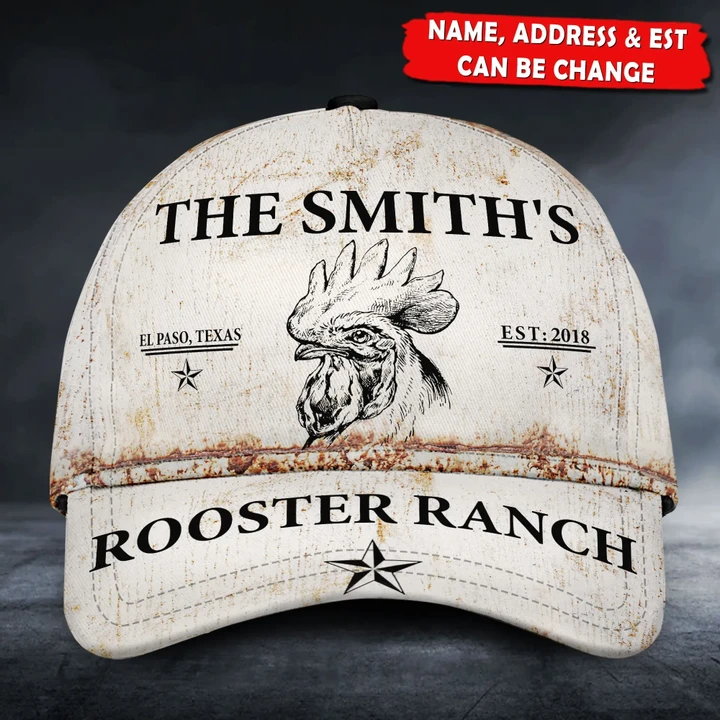 Custom Name, Address, Est Rooster Ranch Classic Caps