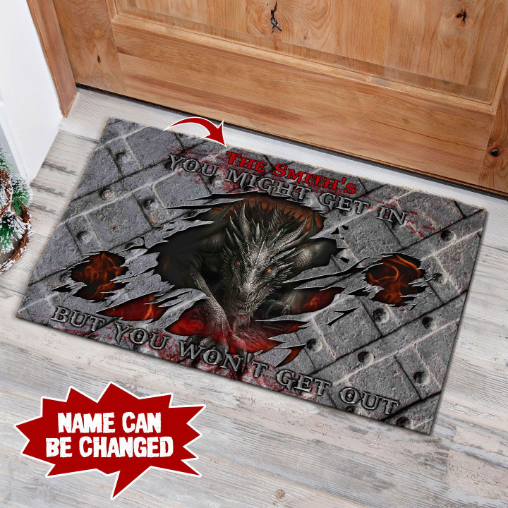 FIRE DRAGON YOU MIGHT GET IN BUT YOU CAN'T GET OUT Doormat Full Printing