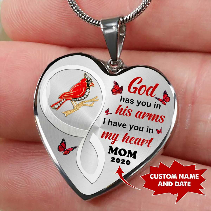 CUSTOM NAME AND DATE GOD HAS YOU IN HIS ARMS, I HAVE YOU IN MY HEART HEART LUXURY NECKLACE NTP-18TP0001 ShineOn Fulfillment